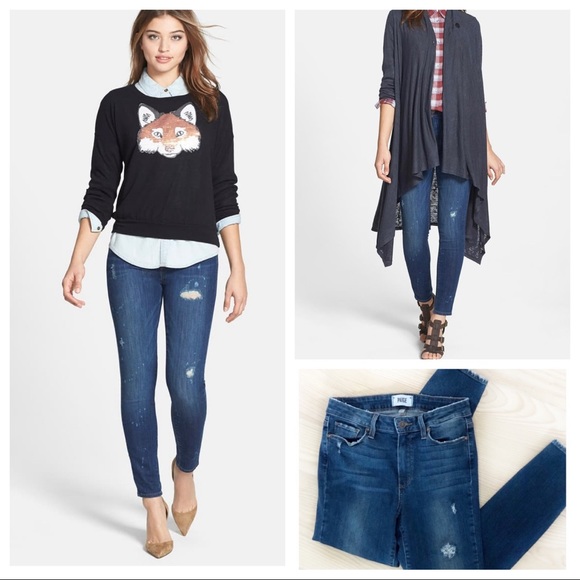 PAIGE Denim - PAIGE HOXTON DISTRESSED HIGH WAISTED SKINNY JEANS